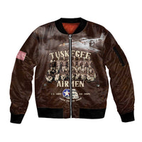Remembering Tuskegee Airmen Sleeve Zip Bomber Jacket Heroes of the 332nd Squadron Retro Style - Wonder Print Shop