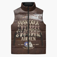 Remembering Tuskegee Airmen Sleeveless Puffer Jacket Heroes of the 332nd Squadron Retro Style - Wonder Print Shop