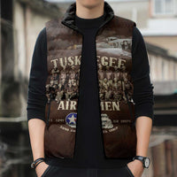 Remembering Tuskegee Airmen Sleeveless Puffer Jacket Heroes of the 332nd Squadron Retro Style - Wonder Print Shop
