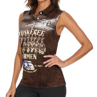 Remembering Tuskegee Airmen Women Sleeveless Polo Shirt Heroes of the 332nd Squadron Retro Style - Wonder Print Shop