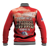 Remembering Tuskegee Airmen Baseball Jacket Heroes of the 332nd Squadron Red Art - Wonder Print Shop