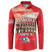 Remembering Tuskegee Airmen Button Sweatshirt Heroes of the 332nd Squadron Red Art - Wonder Print Shop