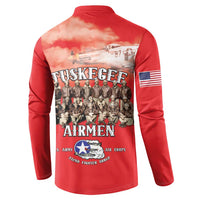 Remembering Tuskegee Airmen Button Sweatshirt Heroes of the 332nd Squadron Red Art - Wonder Print Shop