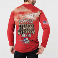Remembering Tuskegee Airmen Button Sweatshirt Heroes of the 332nd Squadron Red Art - Wonder Print Shop