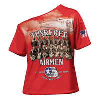 Remembering Tuskegee Airmen Cross Shoulder Shirt Heroes of the 332nd Squadron Red Art - Wonder Print Shop