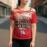 Remembering Tuskegee Airmen Cross Shoulder Shirt Heroes of the 332nd Squadron Red Art - Wonder Print Shop