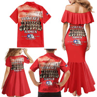 Remembering Tuskegee Airmen Family Matching Mermaid Dress and Hawaiian Shirt Heroes of the 332nd Squadron Red Art - Wonder Print Shop