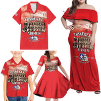 Remembering Tuskegee Airmen Family Matching Off Shoulder Maxi Dress and Hawaiian Shirt Heroes of the 332nd Squadron Red Art - Wonder Print Shop