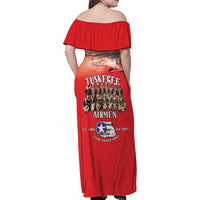 Remembering Tuskegee Airmen Family Matching Off Shoulder Maxi Dress and Hawaiian Shirt Heroes of the 332nd Squadron Red Art - Wonder Print Shop
