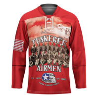 Remembering Tuskegee Airmen Hockey Jersey Heroes of the 332nd Squadron Red Art - Wonder Print Shop