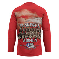 Remembering Tuskegee Airmen Hockey Jersey Heroes of the 332nd Squadron Red Art - Wonder Print Shop