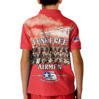 Remembering Tuskegee Airmen Kid Polo Shirt Heroes of the 332nd Squadron Red Art - Wonder Print Shop