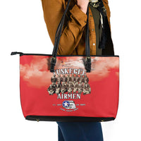 Remembering Tuskegee Airmen Leather Tote Bag Heroes of the 332nd Squadron Red Art - Wonder Print Shop
