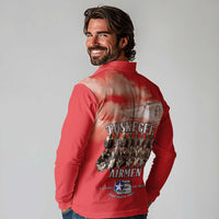 Remembering Tuskegee Airmen Long Sleeve Polo Shirt Heroes of the 332nd Squadron Red Art - Wonder Print Shop