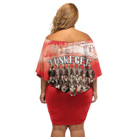 Remembering Tuskegee Airmen Off Shoulder Short Dress Heroes of the 332nd Squadron Red Art - Wonder Print Shop