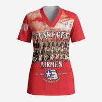 Remembering Tuskegee Airmen Scrub Top Heroes of the 332nd Squadron Red Art - Wonder Print Shop