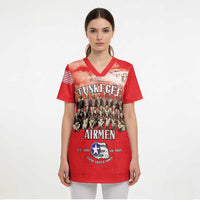 Remembering Tuskegee Airmen Scrub Top Heroes of the 332nd Squadron Red Art - Wonder Print Shop