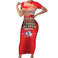 Remembering Tuskegee Airmen Short Sleeve Bodycon Dress Heroes of the 332nd Squadron Red Art - Wonder Print Shop