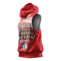 Remembering Tuskegee Airmen Sleeveless Hoodie Heroes of the 332nd Squadron Red Art - Wonder Print Shop