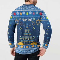 Personalised Jewish Hanukkah Xmas Button Sweatshirt Merry Chrismukkah - Wonder Print Shop