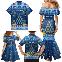 Personalised Jewish Hanukkah Xmas Family Matching Mermaid Dress and Hawaiian Shirt Merry Chrismukkah - Wonder Print Shop