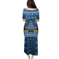 Personalised Jewish Hanukkah Xmas Family Matching Puletasi and Hawaiian Shirt Merry Chrismukkah - Wonder Print Shop