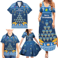 Personalised Jewish Hanukkah Xmas Family Matching Summer Maxi Dress and Hawaiian Shirt Merry Chrismukkah - Wonder Print Shop
