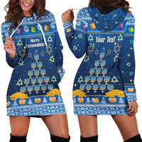 Personalised Jewish Hanukkah Xmas Hoodie Dress Merry Chrismukkah - Wonder Print Shop