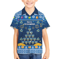 Personalised Jewish Hanukkah Xmas Kid Hawaiian Shirt Merry Chrismukkah - Wonder Print Shop