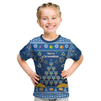 Personalised Jewish Hanukkah Xmas Kid T Shirt Merry Chrismukkah - Wonder Print Shop