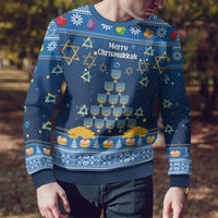 Personalised Jewish Hanukkah Xmas Ugly Christmas Sweater Merry Chrismukkah - Wonder Print Shop
