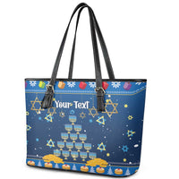 Personalised Jewish Hanukkah Xmas Leather Tote Bag Merry Chrismukkah - Wonder Print Shop