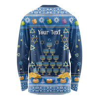 Personalised Jewish Hanukkah Xmas Long Sleeve Shirt Merry Chrismukkah - Wonder Print Shop