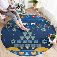 Personalised Jewish Hanukkah Xmas Round Carpet Merry Chrismukkah