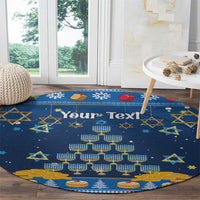 Personalised Jewish Hanukkah Xmas Round Carpet Merry Chrismukkah