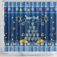 Personalised Jewish Hanukkah Xmas Shower Curtain Merry Chrismukkah