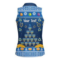 Personalised Jewish Hanukkah Xmas Women Sleeveless Polo Shirt Merry Chrismukkah - Wonder Print Shop