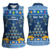 Personalised Jewish Hanukkah Xmas Women Sleeveless Polo Shirt Merry Chrismukkah - Wonder Print Shop