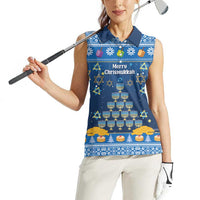 Personalised Jewish Hanukkah Xmas Women Sleeveless Polo Shirt Merry Chrismukkah - Wonder Print Shop