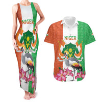 Niger Black-Crowned Crane Couples Matching Tank Maxi Dress and Hawaiian Shirt Coat Of Arms - Kente Pattern - Wonder Print Shop