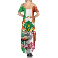 Niger Black-Crowned Crane Family Matching Summer Maxi Dress and Hawaiian Shirt Coat Of Arms - Kente Pattern - Wonder Print Shop