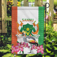 Niger Black-Crowned Crane Garden Flag Coat Of Arms - Kente Pattern - Wonder Print Shop