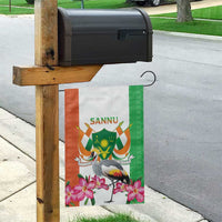 Niger Black-Crowned Crane Garden Flag Coat Of Arms - Kente Pattern - Wonder Print Shop