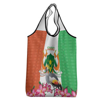 Niger Black-Crowned Crane Grocery Bag Coat Of Arms - Kente Pattern