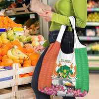 Niger Black-Crowned Crane Grocery Bag Coat Of Arms - Kente Pattern