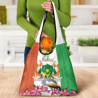 Niger Black-Crowned Crane Grocery Bag Coat Of Arms - Kente Pattern