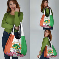 Niger Black-Crowned Crane Grocery Bag Coat Of Arms - Kente Pattern