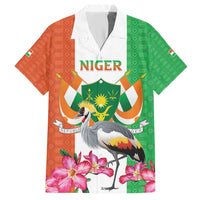 Niger Black-Crowned Crane Hawaiian Shirt Coat Of Arms - Kente Pattern - Wonder Print Shop