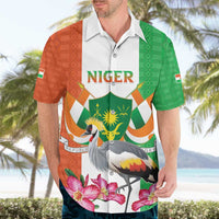 Niger Black-Crowned Crane Hawaiian Shirt Coat Of Arms - Kente Pattern - Wonder Print Shop