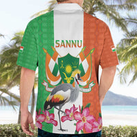 Niger Black-Crowned Crane Hawaiian Shirt Coat Of Arms - Kente Pattern - Wonder Print Shop